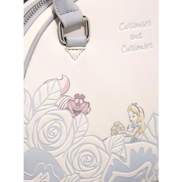 Loungefly Disney Alice in Wonderland Silver Floral Crossbody Purse Set - Picture 3 of 4